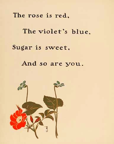 Red roses, blue violets and sugar